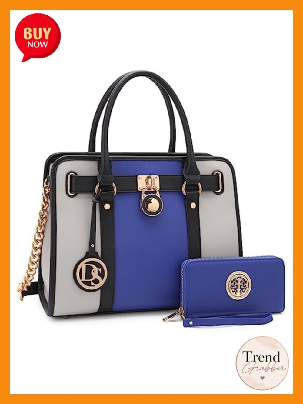 Satchel Handbag Tote with Matching Wallet Vegan Leather Top Handle Shoulder Bag